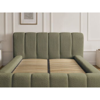 Zelená čalúnená dvojlôžková posteľ s úložným priestorom s roštom 140x190 cm Denali – Bobochic Paris – Obrázok 4