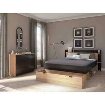 Komoda v dekore duba v čierno-prírodnej farbe 100x80x40 cm Dennis – Marckeric – Obrázok 6