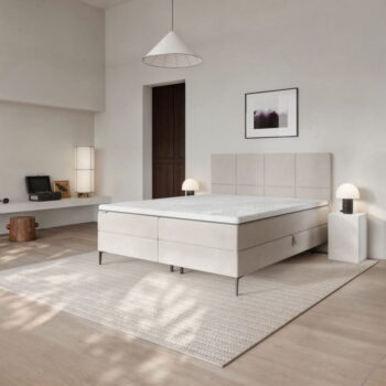 Béžová boxspring posteľ s úložným priestorom 160x200 cm Bufo - MESONICA - Image 4