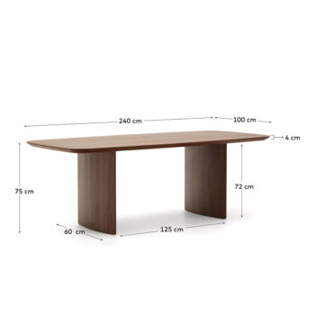 Hnedý jedálenský stôl v dekore orecha 100x240 cm Litto – Kave Home - Image 6