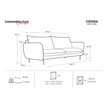 Tmavosivá pohovka Cosmopolitan Design Vienna, 200 cm - Image 5