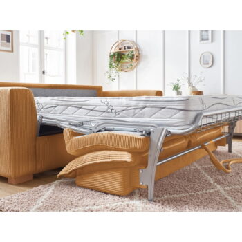 Menčestrová rozkladacia pohovka v horčicovej farbe 225 cm Augustin – Bobochic Paris - Image 10
