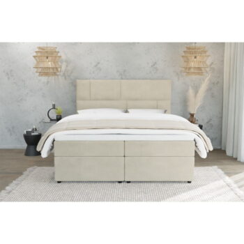Béžová boxspring posteľ s úložným priestorom 160x200 cm Lola – Ropez - Image 4