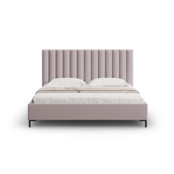 Svetloružová čalúnená dvojlôžková posteľ s úložným priestorom s roštom 140x200 cm Casey – Mazzini Beds - Image 4