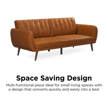 Oranžová rozkladacia pohovka z imitácie kože 207 cm Brittany - Novogratz – Obrázok 11