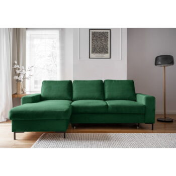 Tmavozelená menčestrová rozkladacia rohová pohovka (ľavý roh) Lofty Lilly – Miuform - Image 3