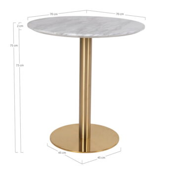 Okrúhly jedálenský stôl s doskou v dekore mramoru ø 70 cm Bolzano – House Nordic - Image 6