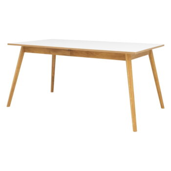 Biely rozkladací jedálenský stôl v dubovom dekore Tenzo Dot, 205 x 90 cm - Image 2