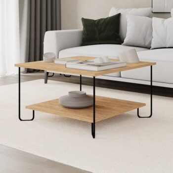 Konferenčný stolík s doskou v dubovom dekore v prírodnej farbe 80x80 cm Tonka – Marckeric – Obrázok 2