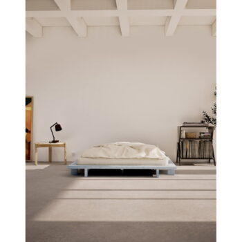 Svetlomodrá dvojlôžková posteľ z borovicového dreva s roštom 180x200 cm Japan – Karup Design - Image 6