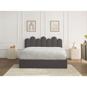 Tmavosivá čalúnená dvojlôžková posteľ s úložným priestorom s roštom 160x200 cm Badja – Bobochic Paris - Image 2
