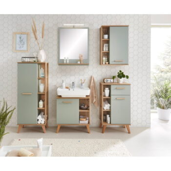 Zelená závesná kúpeľňová skrinka v dekore duba 51x75 cm Set 963 - Pelipal – Obrázok 4