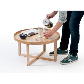 Okrúhly drevený stolík z dubového dreva Wireworks Round, ⌀ 66 cm – Obrázok 4