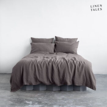 Tmavosivé ľanové predĺžené obliečky na dvojlôžko 200x220 cm - Linen Tales