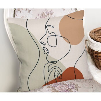 Obliečka na vankúš Minimalist Cushion Covers Pastel Drawing Face, 45 x 45 cm - Image 3