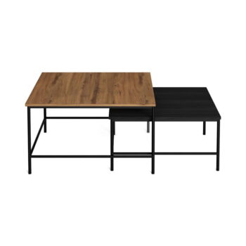 Čierne/prírodné konferenčné stolíky s doskou v dekore orechového dreva v súprave 2 ks 80x80 cm Fiorenza - Marckeric - Image 2