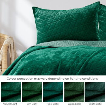 Zelený pléd cez posteľ AmeliaHome Laila Jade, 260 x 240 cm - Image 5