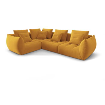 Žltá rohová pohovka z textílie bouclé (ľavý roh/do L) Bloom – Micadoni Home – Obrázok 3