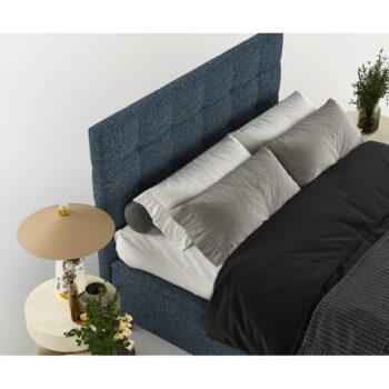 Tmavomodrá čalúnená dvojlôžková posteľ s úložným priestorom 160x200 cm Senses – Maison de Rêve - Image 9