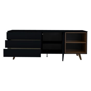 Nízka komoda v dekore orecha v čierno-prírodnej farbe 210x76 cm Plain – Tenzo – Obrázok 2