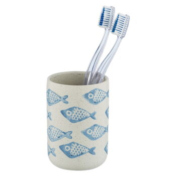 Modro-biely keramický téglik na kefky Wenko Aquamarin – Obrázok 2
