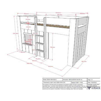 Biela vyvýšená detská posteľ z borovicového dreva 90x200 cm RENO – Vipack - Image 4