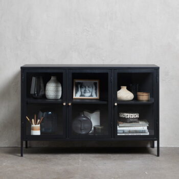Čierna kovová vitrína 132x85 cm Carmel – Unique Furniture - Image 6
