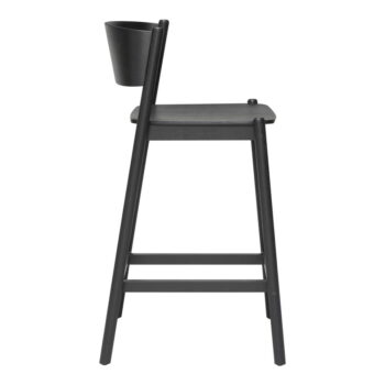 Čierna barová stolička v dekore duba (výška sedadla 75 cm) Oblique – Hübsch - Image 3