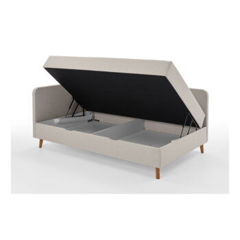 Béžová čalúnená jednolôžková posteľ s úložným priestorom 90x200 cm Cabana - Meise Möbel - Image 4