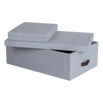 Svetlosivé kartónové úložné boxy s vekom v súprave 3 ks 31x47x15 cm Inge – Bigso Box of Sweden - Image 6