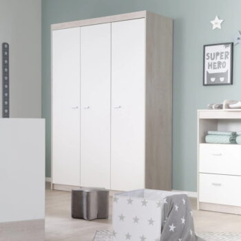 Biela detská šatníková skriňa v dekore duba 131x190 cm Julia – Roba – Obrázok 4