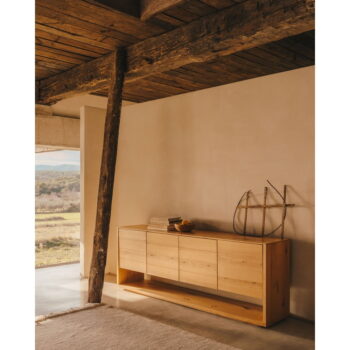 Nízka komoda v dekore duba v prírodnej farbe 200x74 cm Alguema – Kave Home - Image 3