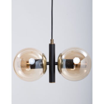 Okrovožlto-čierne závesné svietidlo so skleneným tienidlom Monera – Squid Lighting - Image 2