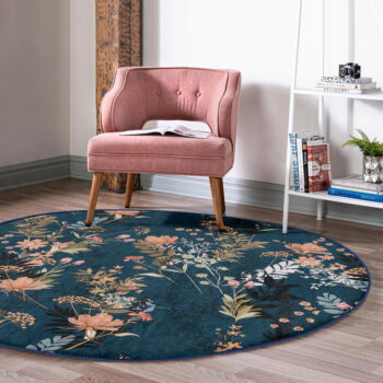 Tmavomodrý prateľný okrúhly koberec vhodný pre robotické vysávače ø 80 cm Comfort – Mila Home - Image 3