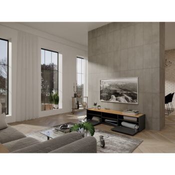 Antracitový TV stolík 164x35 cm Schlangen – Germania – Obrázok 7