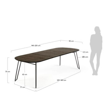 Rozkladací jedálenský stôl s doskou v dekore jaseňového dreva 90x140 cm Norfort – Kave Home - Image 5