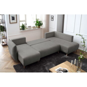 Sivá rozkladacia rohová pohovka (pravý roh/do tvaru "U") Nessa – Bobochic Paris - Image 3
