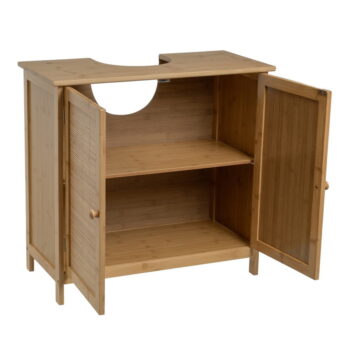 Bambusová skrinka pod umývadlo v prírodnej farbe 63x60 cm – Casa Selección – Obrázok 2
