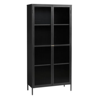 Čierna kovová vitrína 90x190 cm Bronco - Unique Furniture - Image 2