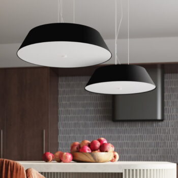 Čierne závesné svietidlo s textilným tienidlom ø 70 cm Hektor – Nice Lamps - Image 2