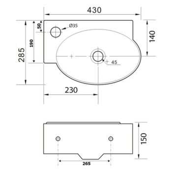 Biele keramické umývadlo 43x28,5 cm Ribera – Sapho - Image 6