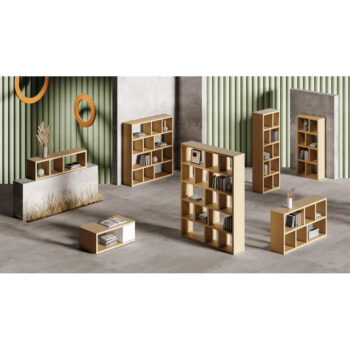 Hnedá knižnica v dekore duba 150x159 cm Berlin – TemaHome - Image 6