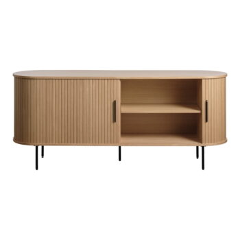 Nízka komoda v dekore duba s posuvnými dverami v prírodnej farbe 76x180 cm Nola – Unique Furniture – Obrázok 2