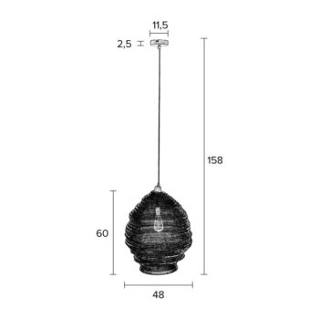 Čierne závesné svietidlo White Label Lena, ø 48 cm - Image 4