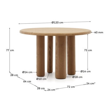 Okrúhly jedálenský stôl v dekore jaseňa ø 120 cm Mailen – Kave Home - Image 6