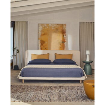 Béžová čalúnená dvojlôžková posteľ 160x200 cm Odum – Kave Home - Image 10