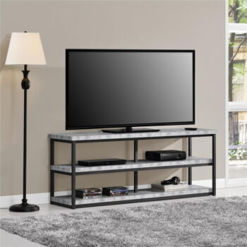 Sivý TV stolík v dekore betónu 160x64 cm Ashlar - Støraa – Obrázok 5