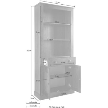 Hnedá knižnica z borovicového dreva 181x31 cm Mille – Støraa – Obrázok 8