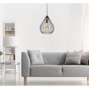 Čierne závesné svietidlo s kovovým tienidlom ø 24 cm – Opviq lights - Image 3