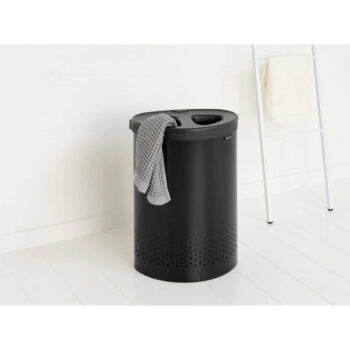 Matne čierny kovový kôš na bielizeň 55 l Selector – Brabantia - Image 5
